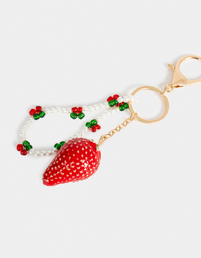 Llavero Metal Llavero Y Charm Frutilla - Rojo Medio