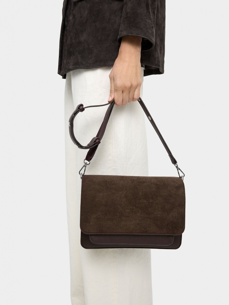 Bolso Bandolera Con Solapa marron