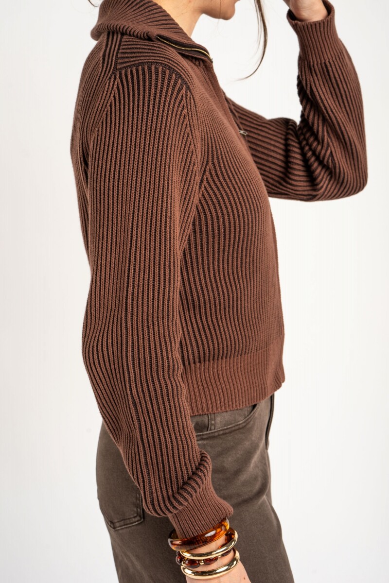 Campera Tejida Algodón Chocolate