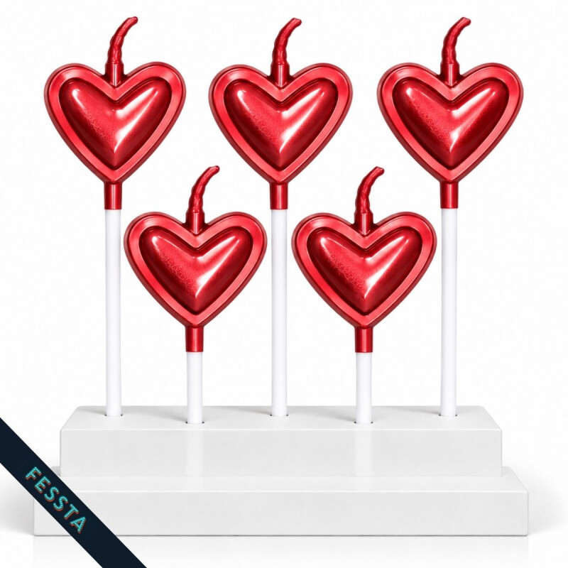 Vela Corazon x5 Und Rojo