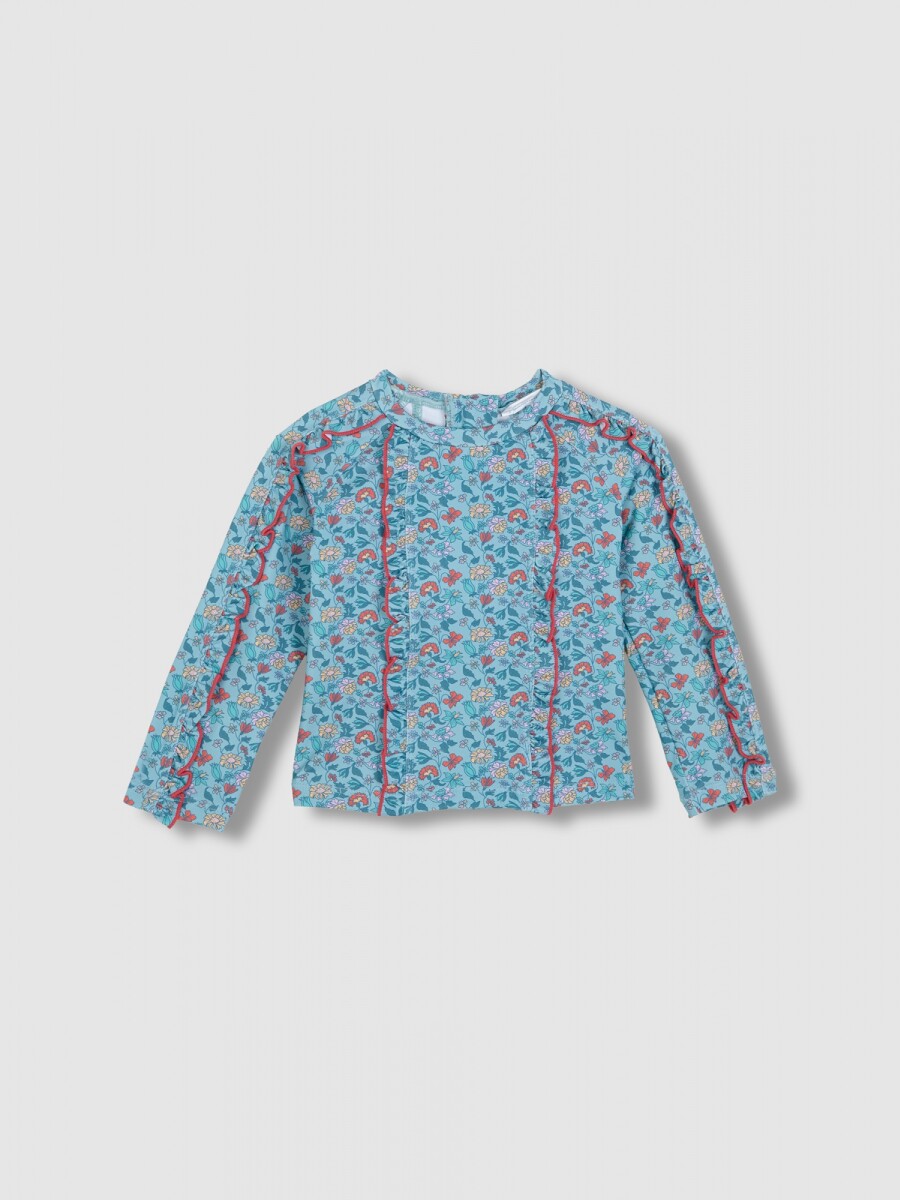 Camiseta De Baño Estampado Flores Piedra