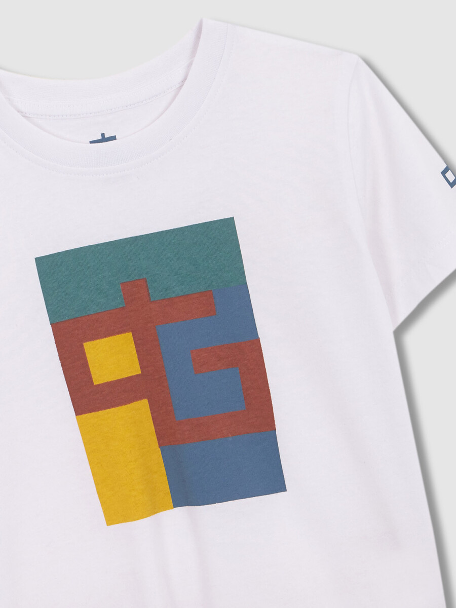 Camiseta Grafico Geometrico Blanco