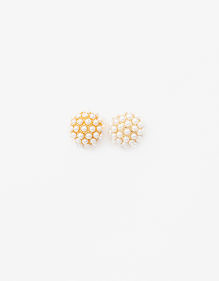Aros Pasantes Perla Aros Con Micro Perlas - Dorado