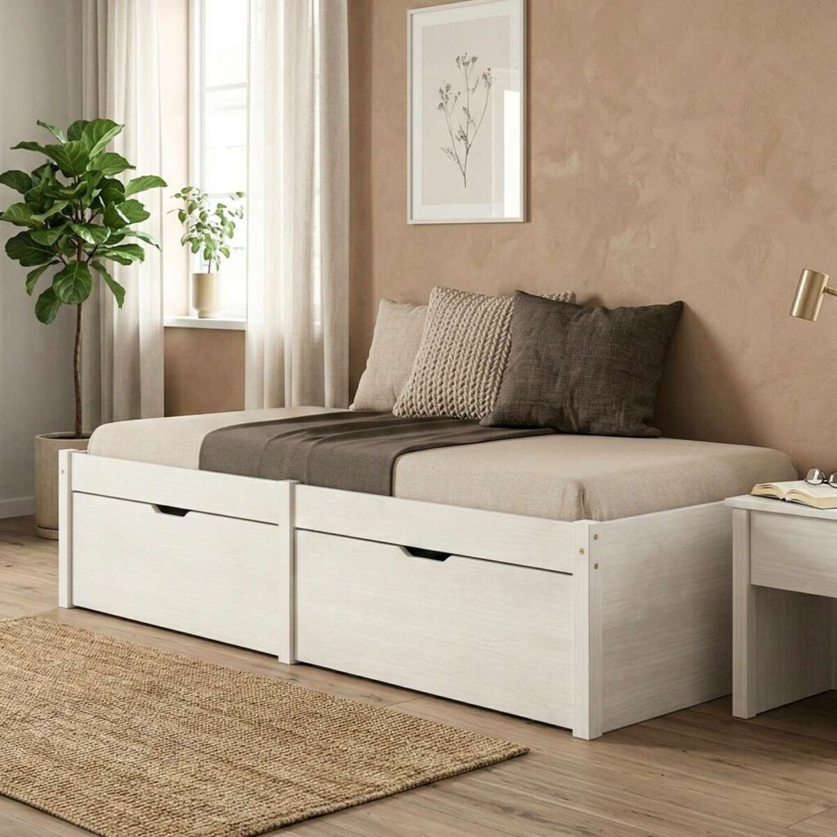 Cama 1 plaza 2 Cajones Beauty Funcional - Blanco 