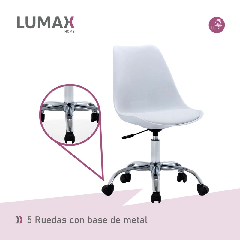Silla Eames Lumax Para Oficina Con Ruedas Y Altura Ajustable Diseño Ergonómico Blanco
