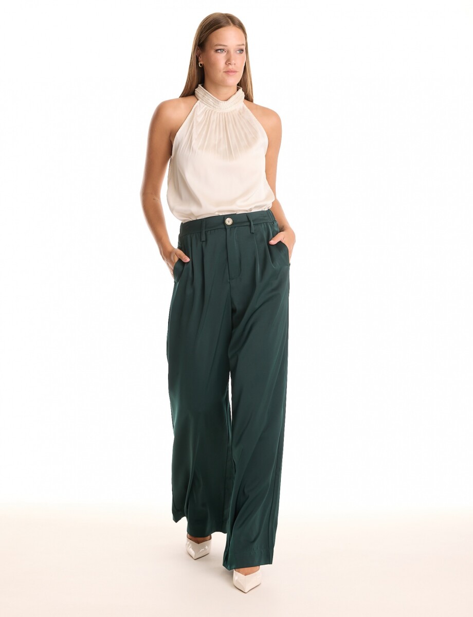 Pantalon Saten Wide - Verde 