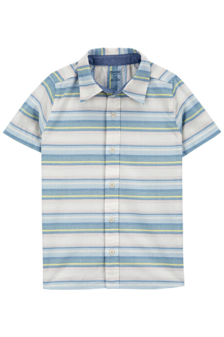 Camisa de algodón, manga corta diseño a rayas. Talles 6-14 Camisa de algodón, manga corta diseño a rayas. Talles 6-14