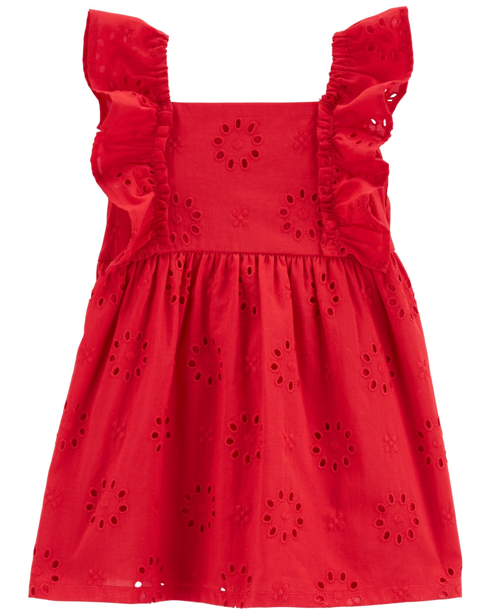 Vestido de algodón, con ojales, rojo Sin color