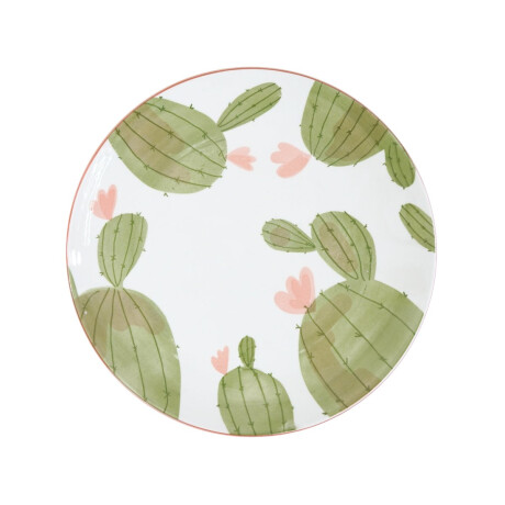 Plato llano de ceramica con diseño de cactus Plato llano de ceramica con diseño de cactus