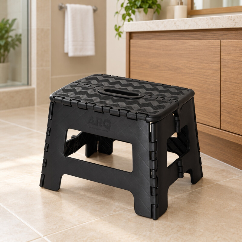 Banqueta plegable negra 34 cm NEGRO