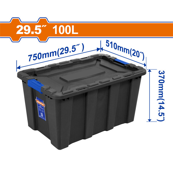 CAJA CONTENEDOR PLASTICO APILABLE NEGRO 100LT WADFOW WTB331B CAJA CONTENEDOR PLASTICO APILABLE NEGRO 100LT WADFOW WTB331B