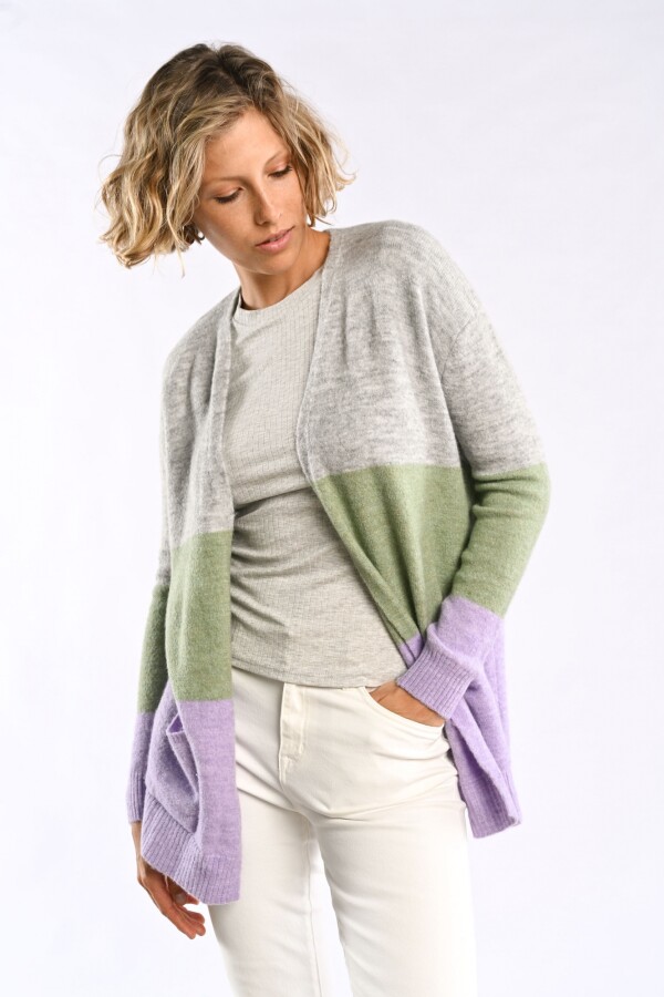 Cardigan Color Block Menta
