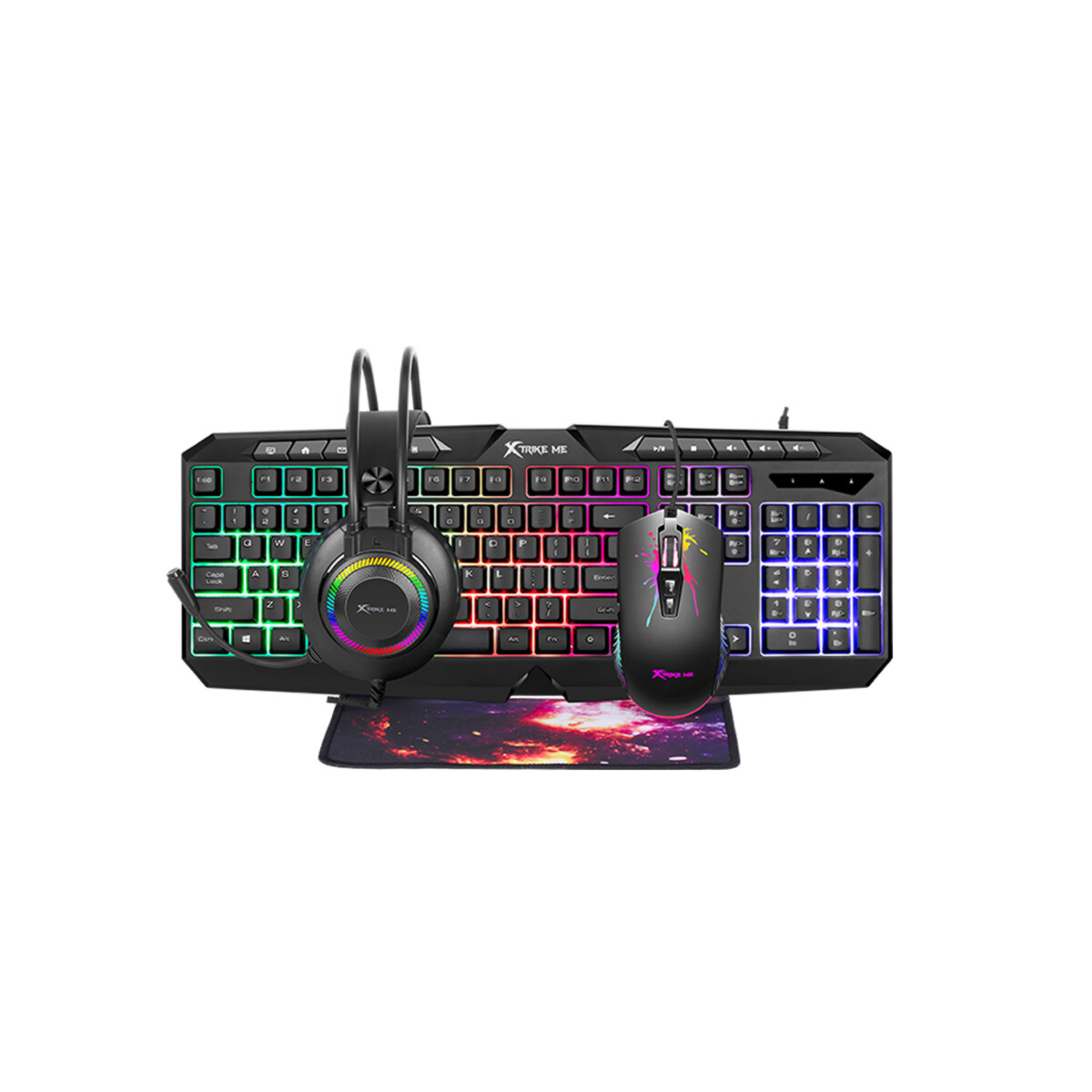 Combo Gamer PC PS4 PS5 Con Luces RGB Mouse + Teclado + Mousepad + Headset 