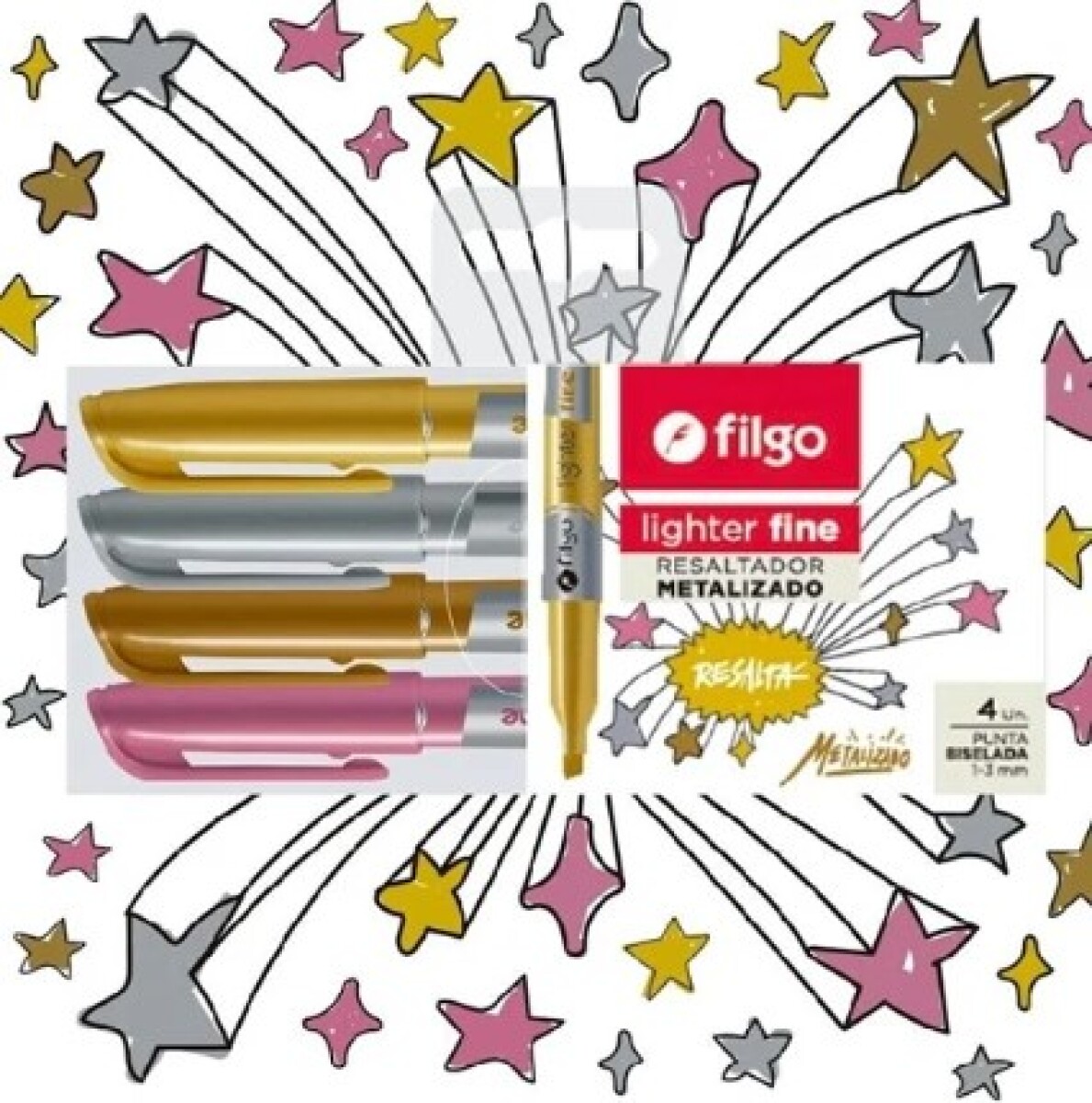 Filgo Resaltador Lighter fine- Estuche 4 metalizados - Filgo Resaltador Lighter Fine- Estuche 4 Metalizados 