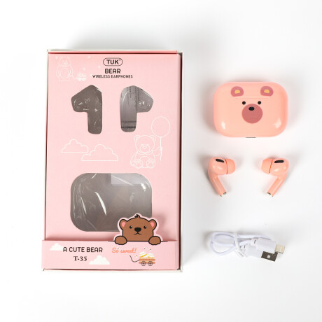 AURICULARES INALAMBRICOS BLUETOOTH IN EAR OSO ROSADOS CON ESTUCHE AURICULARES INALAMBRICOS BLUETOOTH IN EAR OSO ROSADOS CON ESTUCHE