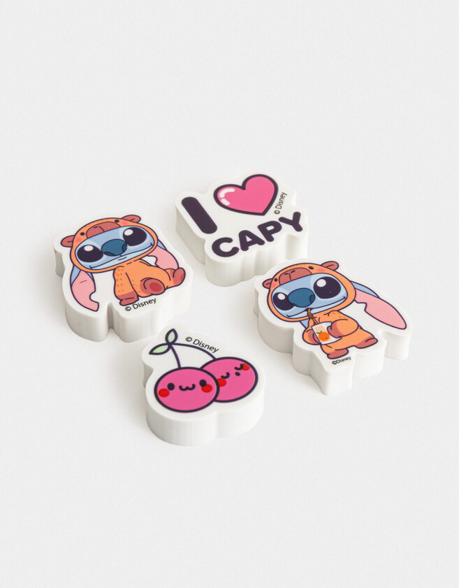 Útiles Varios Diseño propio Set De Gomas "stitch Capybara" - Combinacion Multicolor