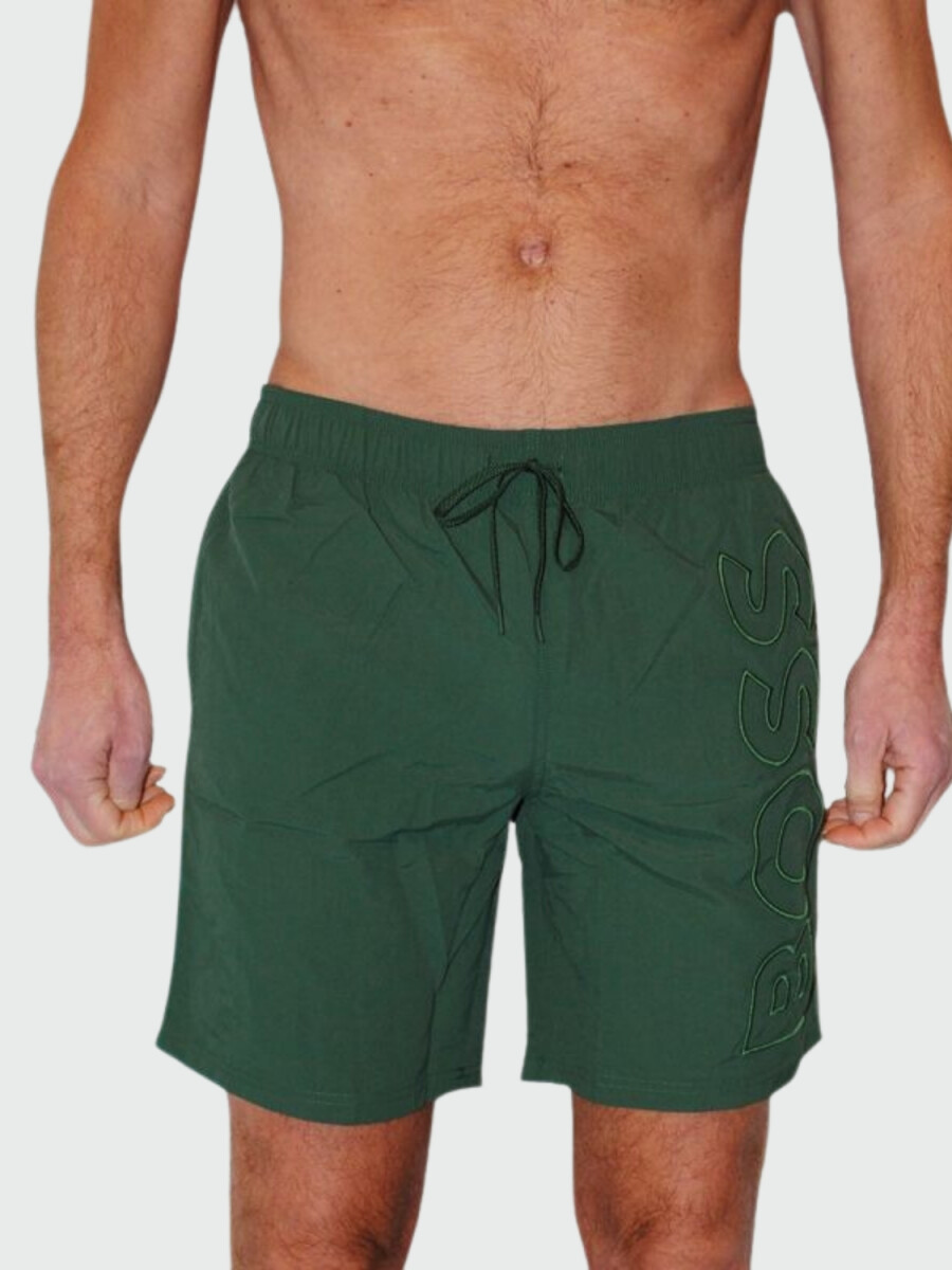 Hugo Boss - Shorts con forro integrado y logo en contraste, WHALE - Verde 