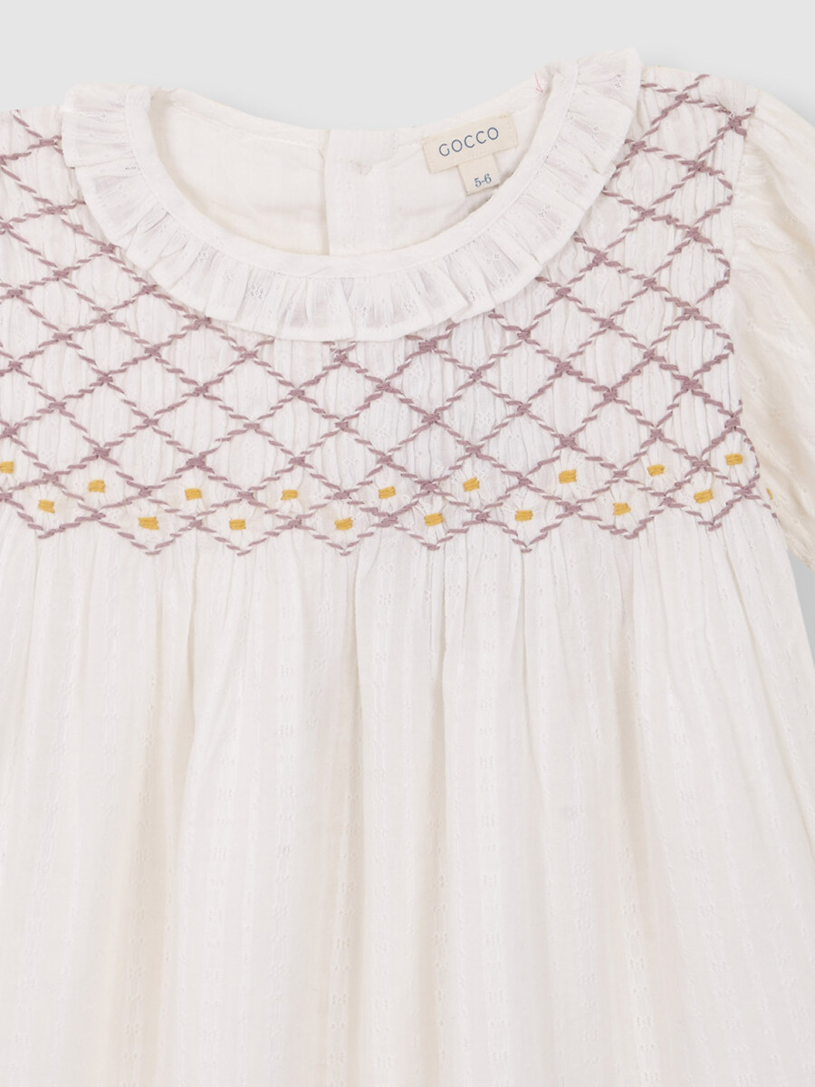 Vestido Nido De Abeja Blanco