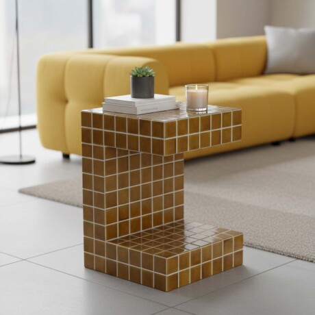 MESA LATERAL CERAMICA AMARILLO SELENE MOSTAZA