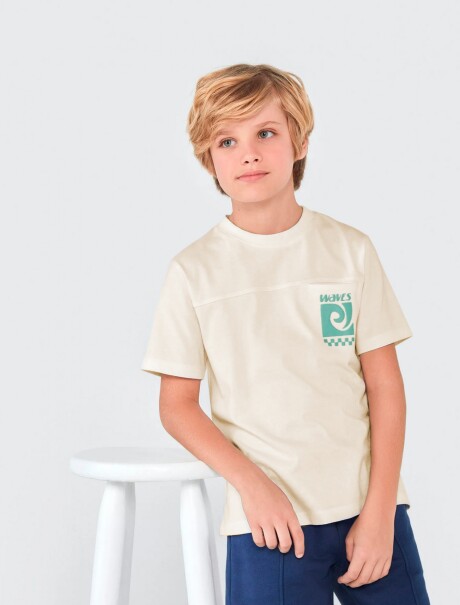 CAMISETA INFANTIL CON ESTAMPA MODELO OVERSIZE BEIGE