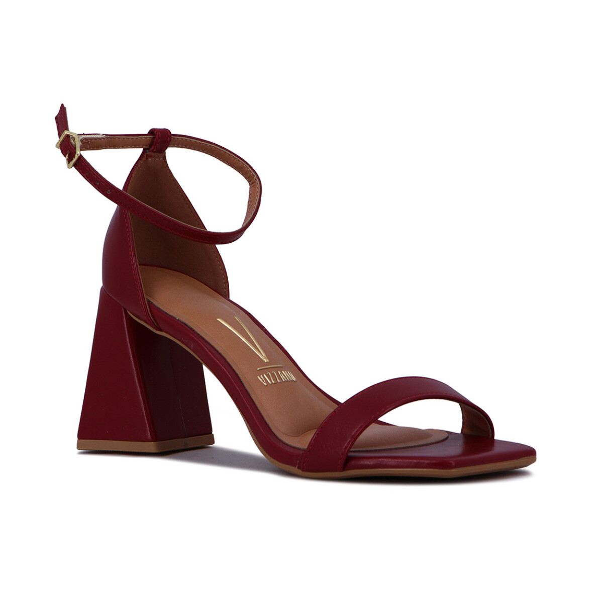 Sandalia Formal Mujer Vizzano Taco Medio Con Pulsera - Cereza 