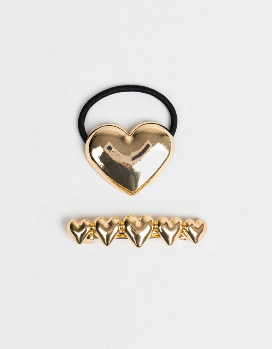 Set De Accesorios De Pelo Metálico - Dorado 