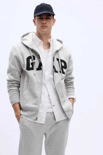 Canguro Con Cierre Logo Gap Hombre Light Heather Grey