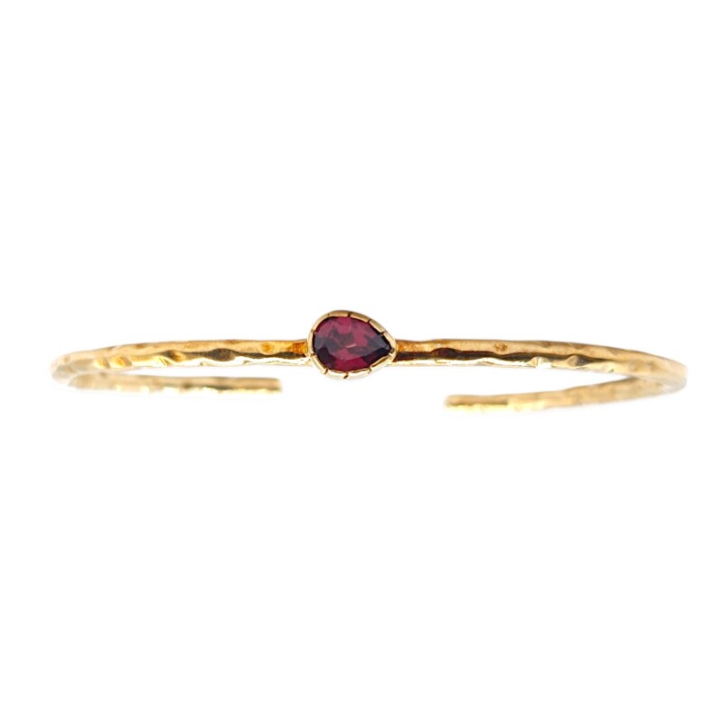 Brazalete Delhi -Plata rodinada con micra de oro 18k - Piedra Granate-BR2016 conpiedra