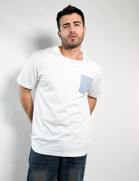 Remera estampada con bolsillo Calamaro Blanco