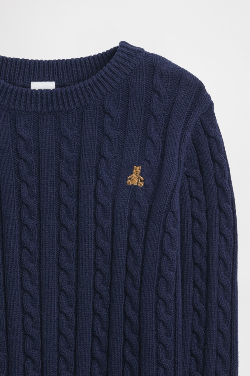 Buzo De Algodón Cable Toddler Niño New Navy