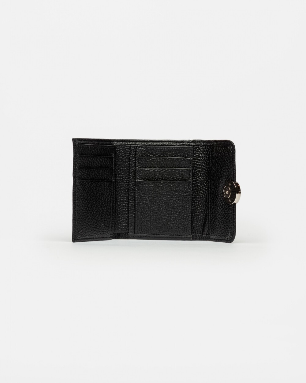 Billetera The Circle En Cuero Graneado Negro