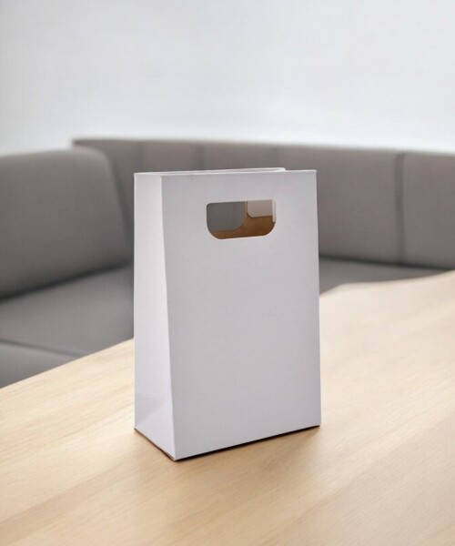Bolsa cartulina sacabocado 10x05x15 cm BLANCO
