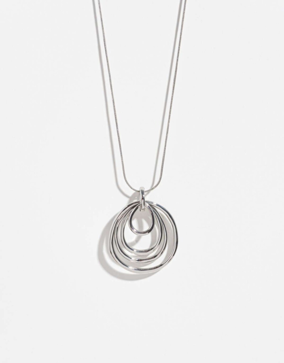 Collar Con Dije Circular - Plateado Rodio 