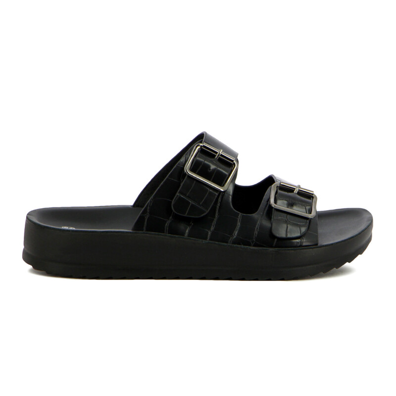 Sandalias Mujer Darkness Dos Tiras Con Hebilla Negro