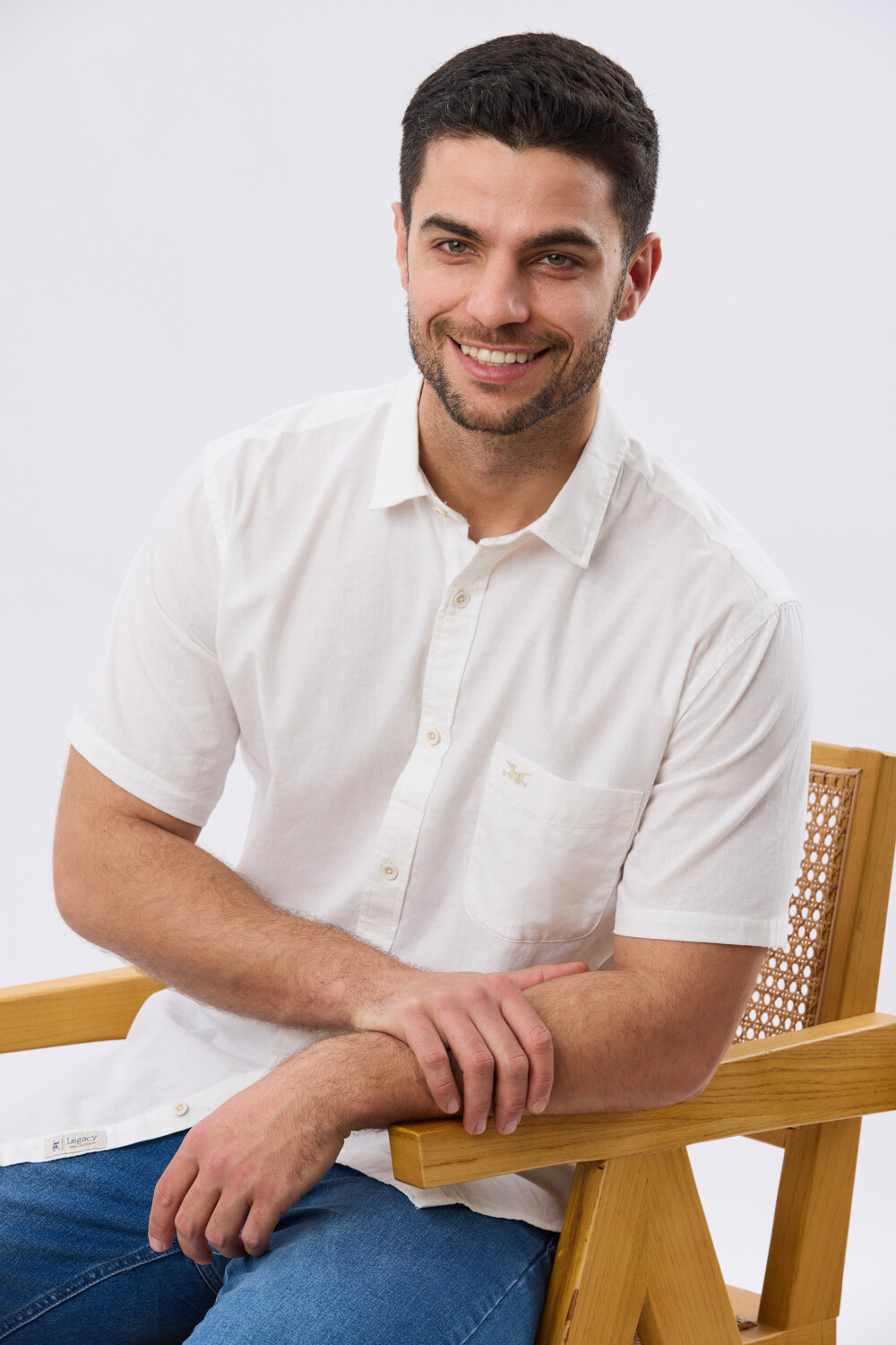 CAMISA LISA DE LINO Blanco