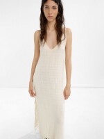 Vestido Largo De Algodón Con Lino crudo