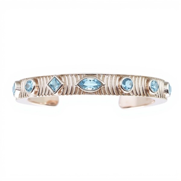 Brazalete Pune-Plata 925 rodinada-Piedra Topacio azul-BR2014 conpiedra