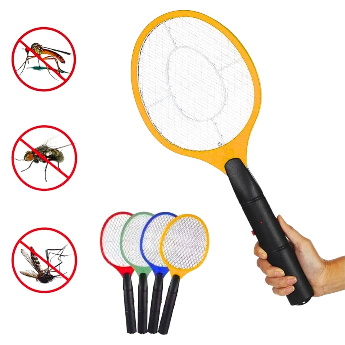 Raqueta Eléctrica Mata Insectos Moscas Mosquitos - NARANJA 