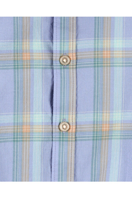 Body tipo camisa de algodón, manga corta y diseño a cuadros Sin color