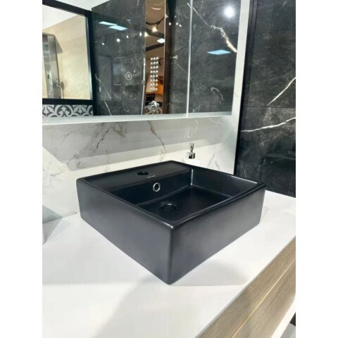 Bacha de apoyo cuadrada 38 cm c/mesa Negro Mate Dmc Bacha De Apoyo Cuadrada 38 Cm C/mesa Negro Mate Dmc