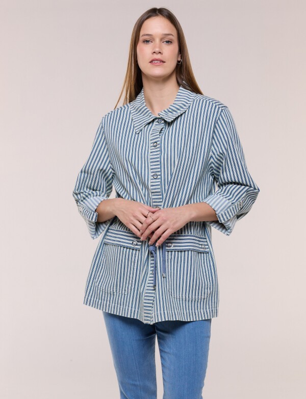 Campera Liviana Con Cintura Ajustable AZUL/MULTI