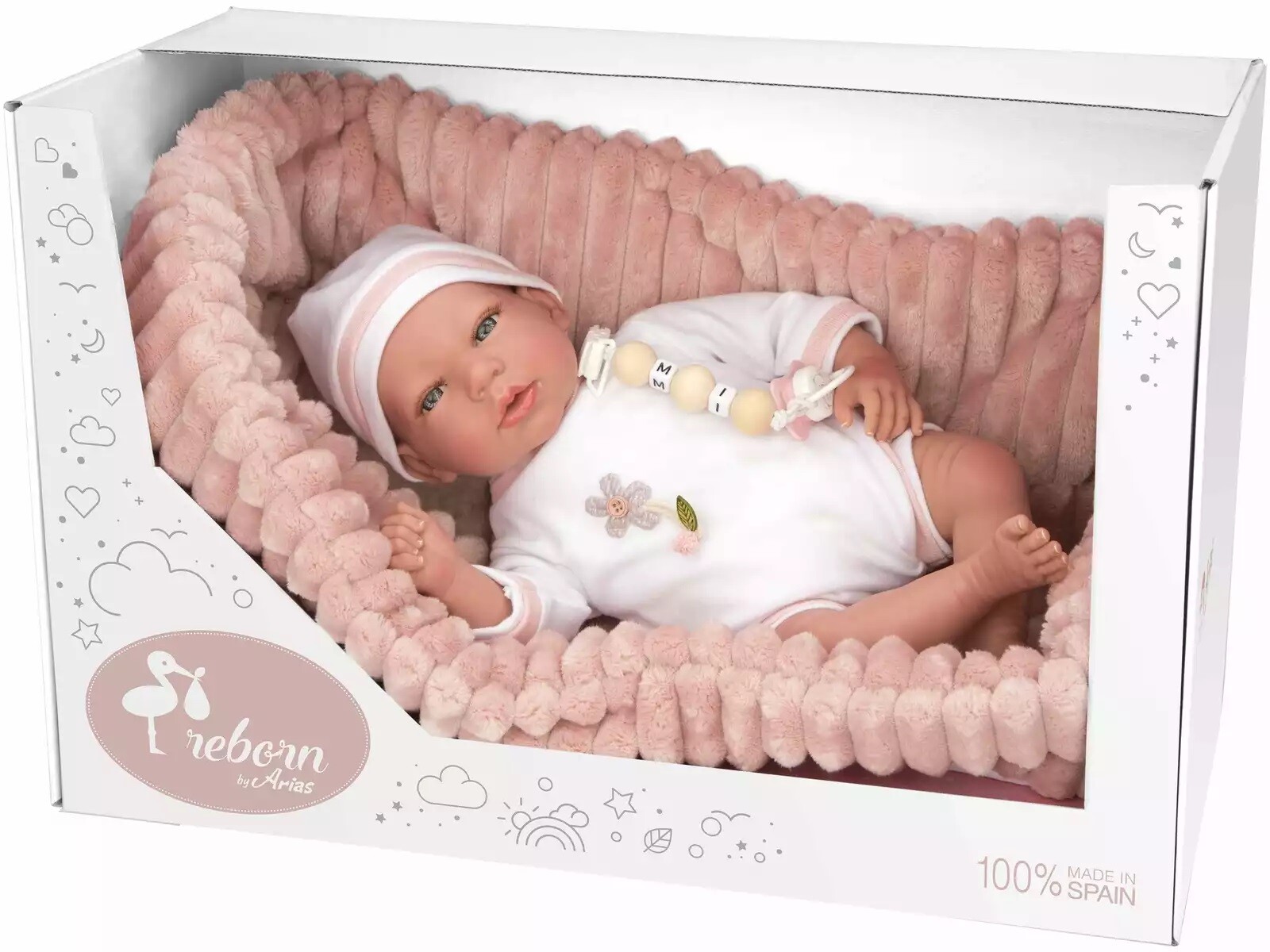 Muñeca Bebé Reborn Lola 40 cm. con Capazo Arias 98110 