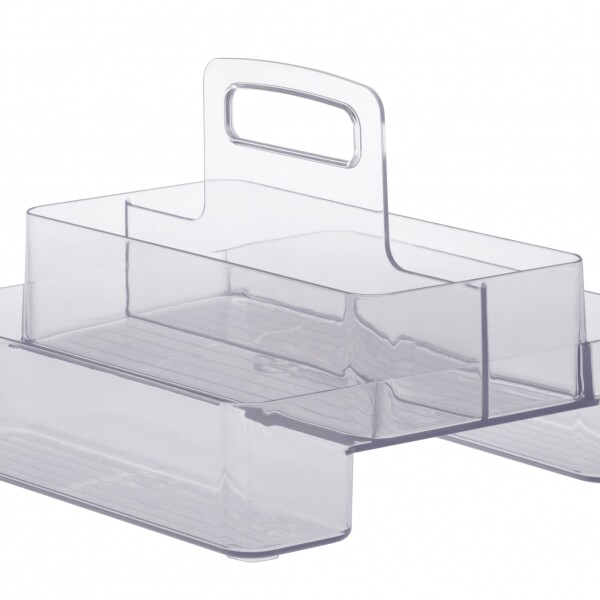 CAJA ORGANIZADORA PARAMOUNT CRISTAL DOBLE CON ASA CENTRAL TRANSPARENTE