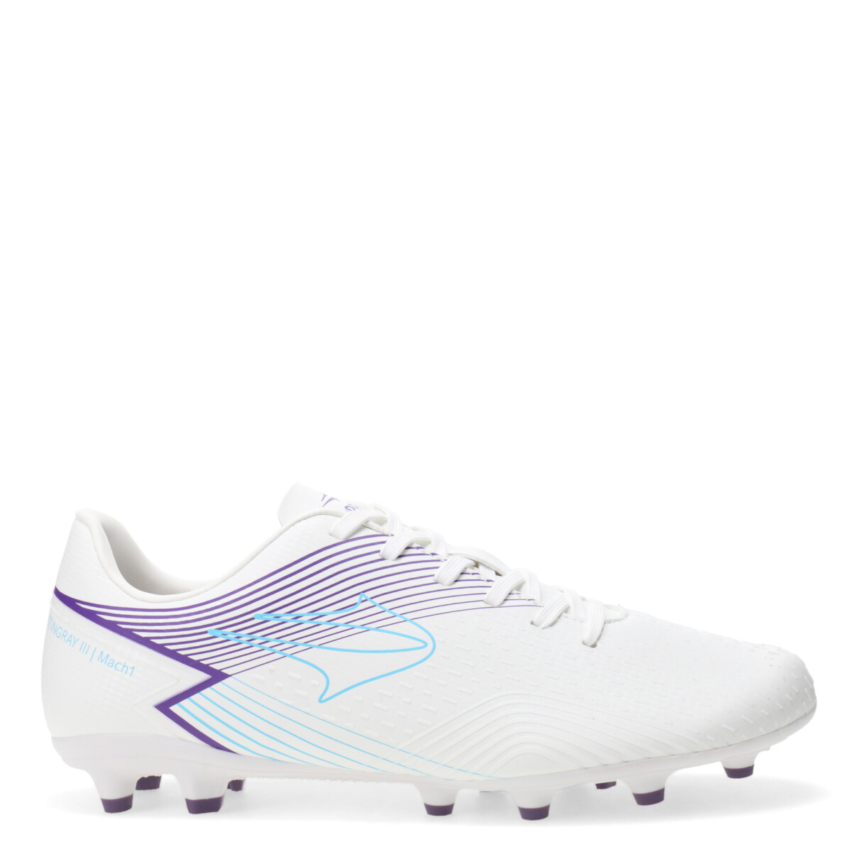 Championes de Hombre Topper Fútbol 11 Stingray III Mach 1 FG Topper - Blanco - Violeta - Celeste 