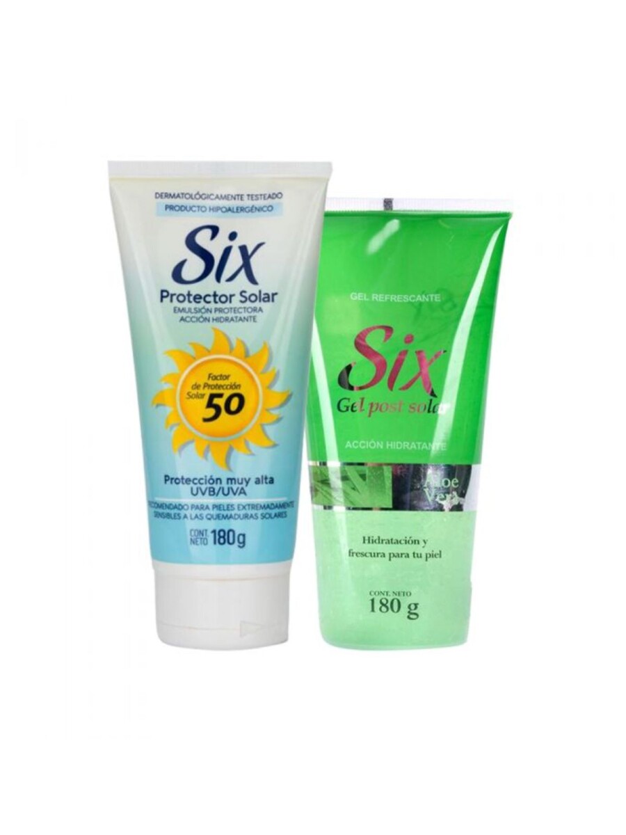 Pack Six Protector Solar F50 + Gel Post Solar 180g 