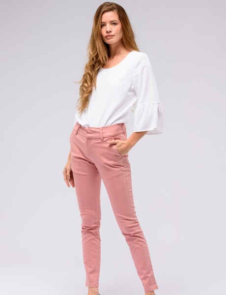 PANTALÓN DE GABARDINA SKINNY Rosa