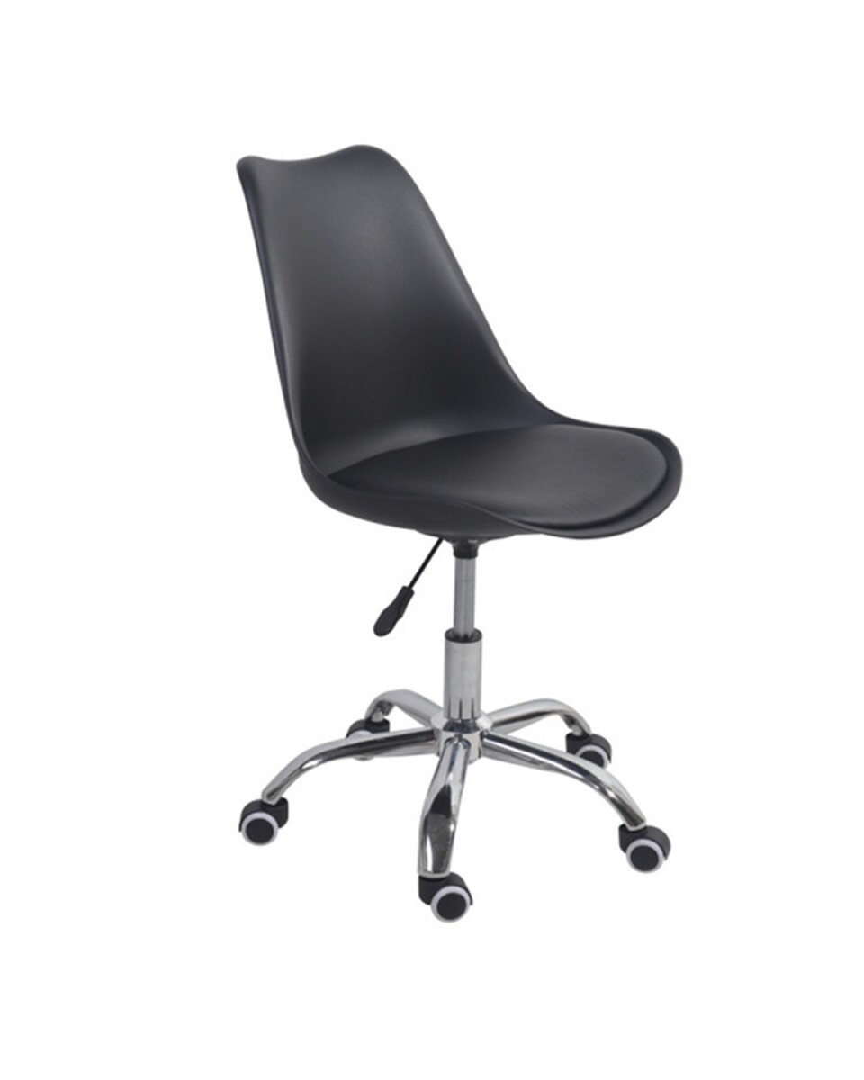 Silla Eames para oficina con rueditas y altura ajustable - Negro 