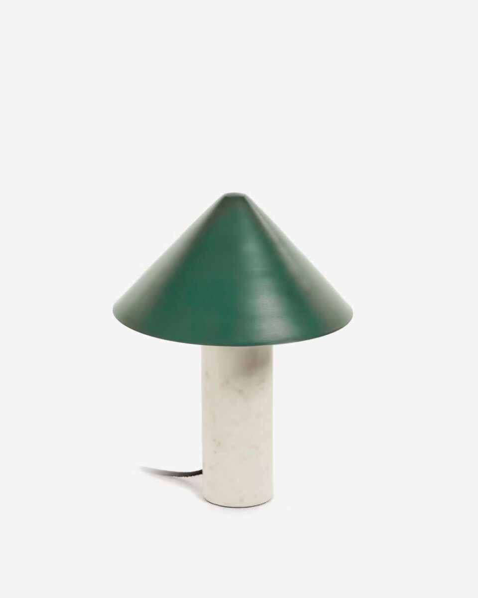 Lámpara de mesa Valentine de mármol blanco y metal con acabado pintado verde 