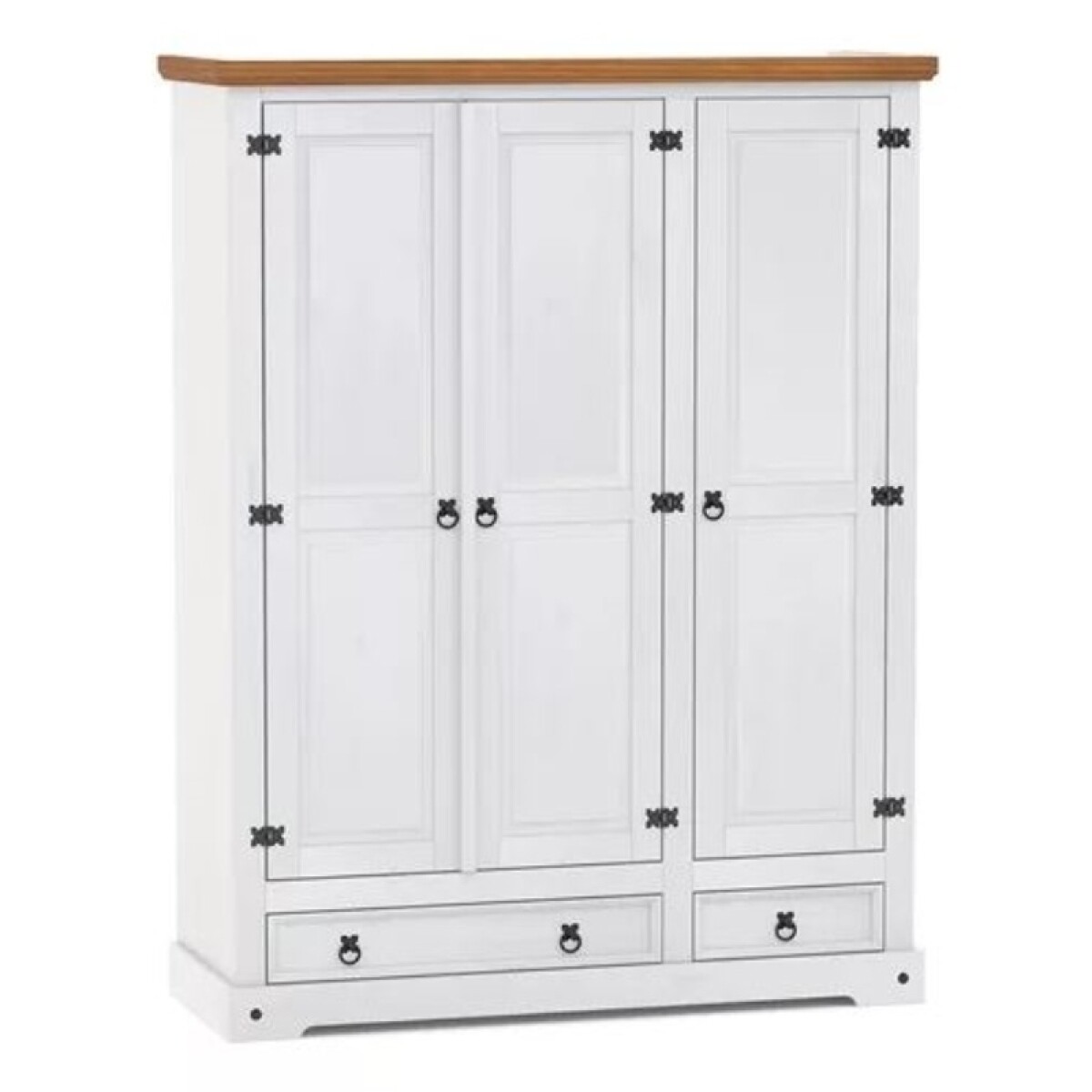 Ropero Madera 3 Puertas Blanco Linea Rustica 