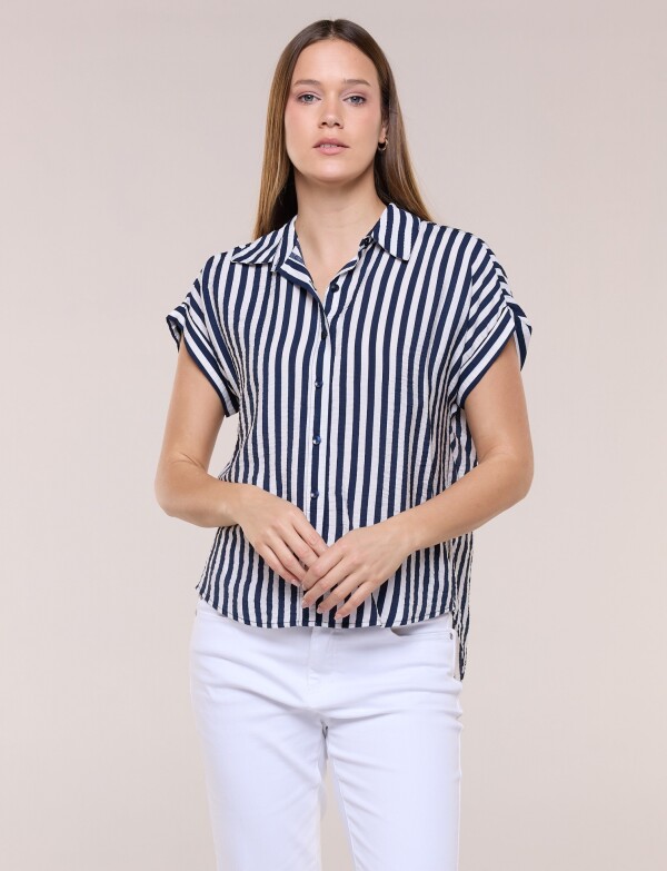 Camisa Rayas BLANCO/AZUL